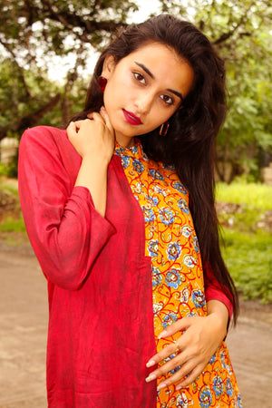 Abstract Floral Print Kurta