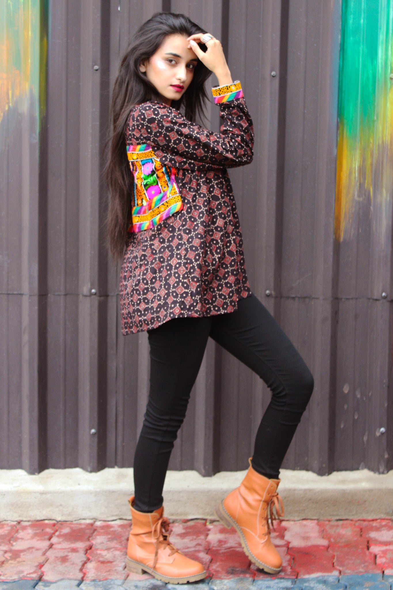 Ajrakh Print Kutch Embroidery Jacket