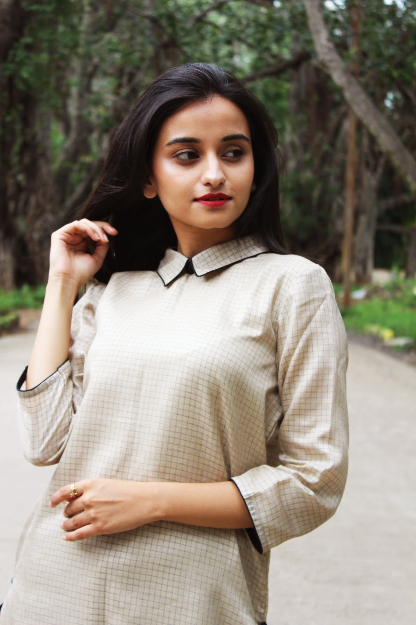 Back Button Down Mangalgiri Cotton Kurta