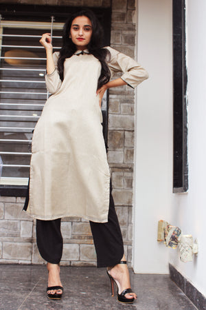 Back Button Down Mangalgiri Cotton Kurta