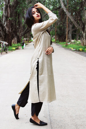 Back Button Down Mangalgiri Cotton Kurta