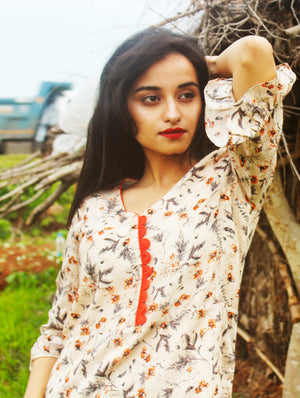 Beautiful Floral Print Rayon Kurta