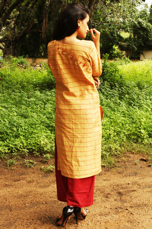 Beige Mangalgiri Cotton Kurta