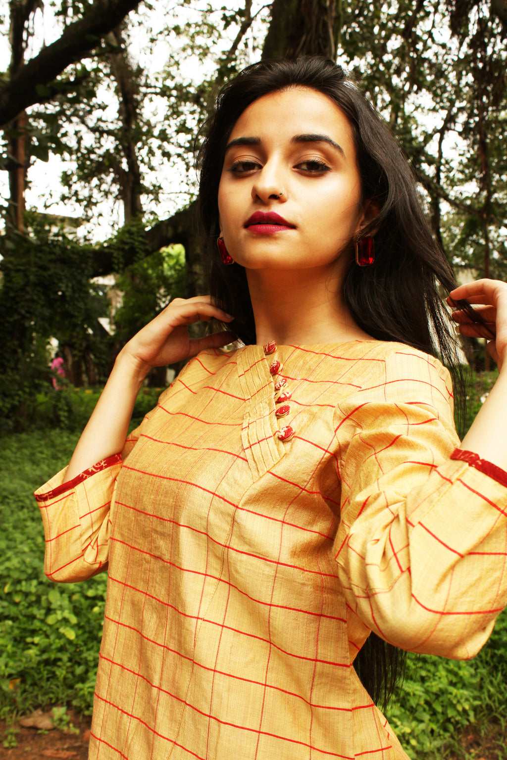 Beige Mangalgiri Cotton Kurta