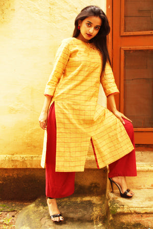 Beige Mangalgiri Cotton Kurta