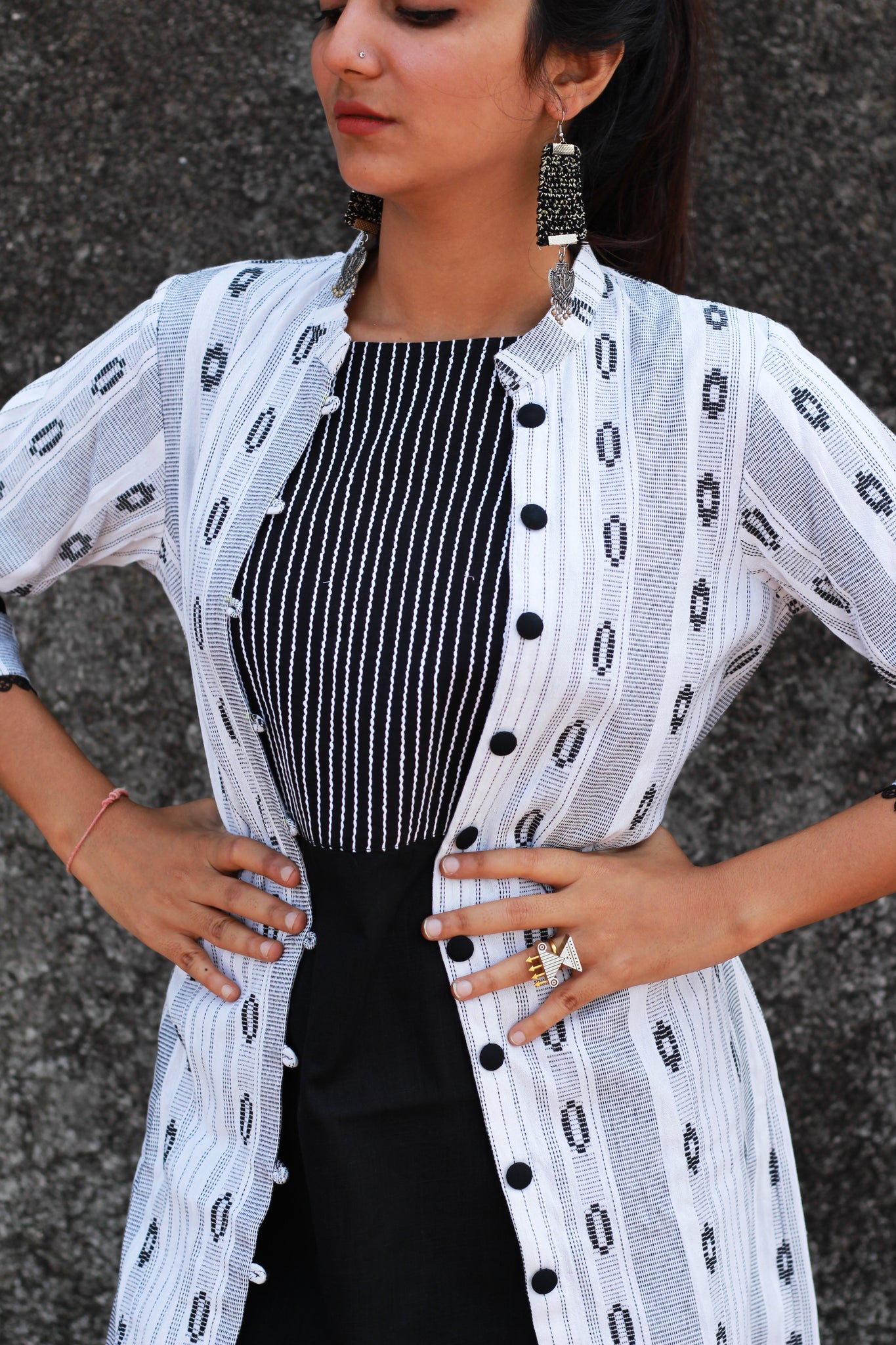 Black And White Jacket And Inner Set