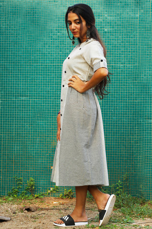 Black And White Small Checks Dress
