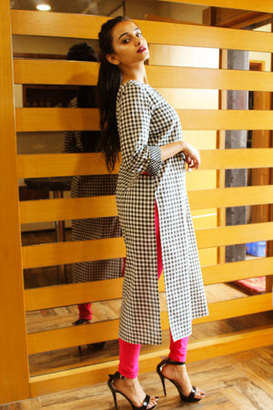 Black and White Gingham Checks Kurta