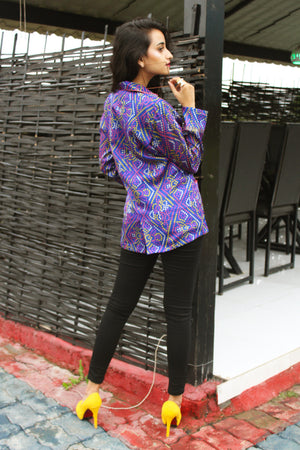 Blue Bandini Print Blazer