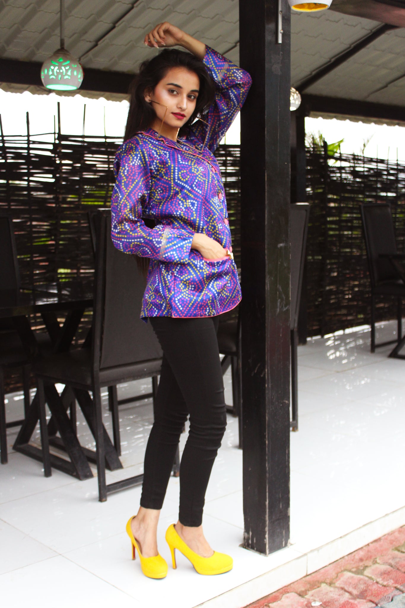 Blue Bandini Print Blazer