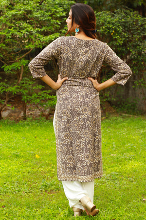 Brown Bagru Print Kurta