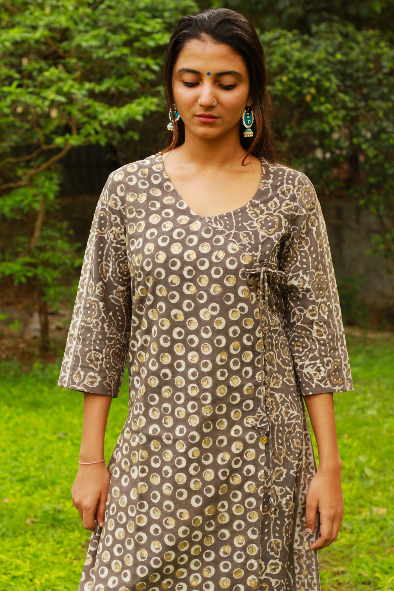 Brown Bagru Print Kurta