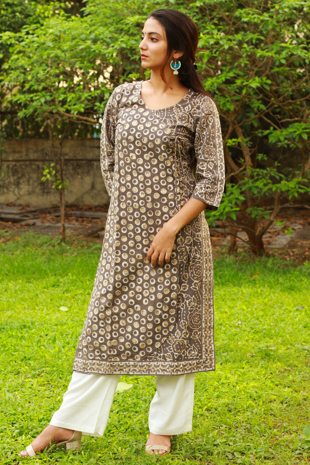 Brown Bagru Print Kurta