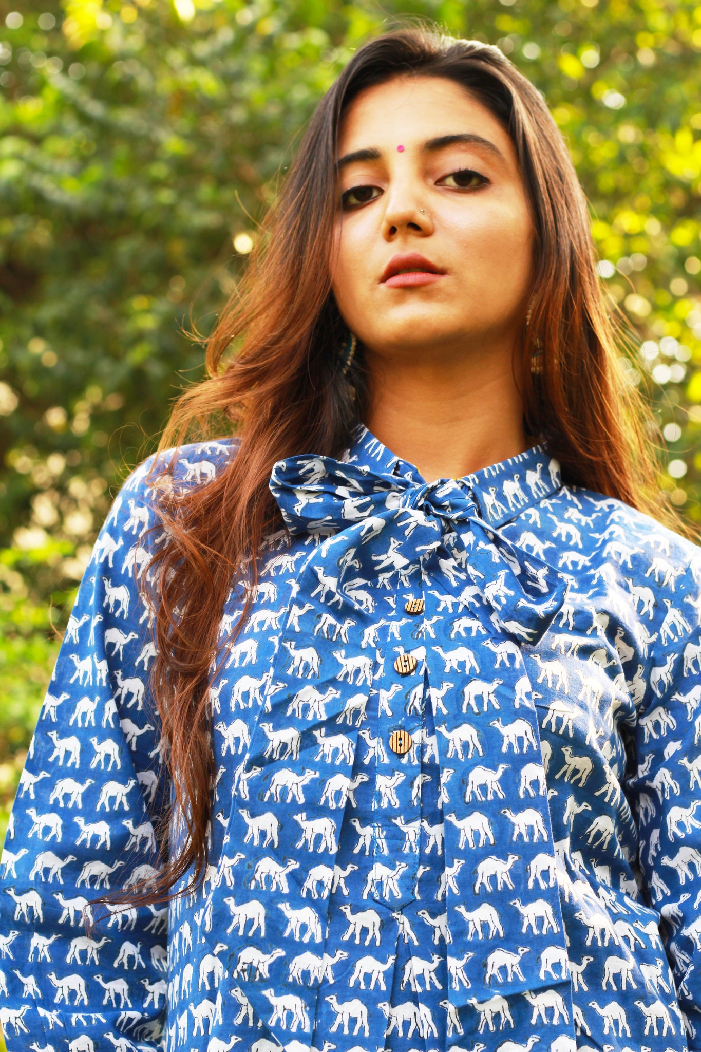 Camel Print Tie Up Kurta