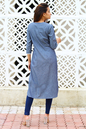 Chambray Cotton Kurta