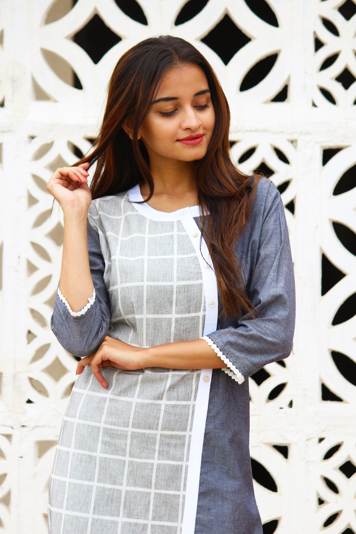 Chambray Cotton Kurta