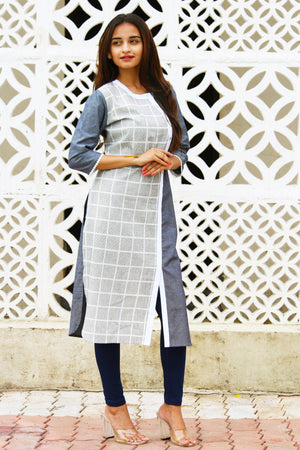 Chambray Cotton Kurta