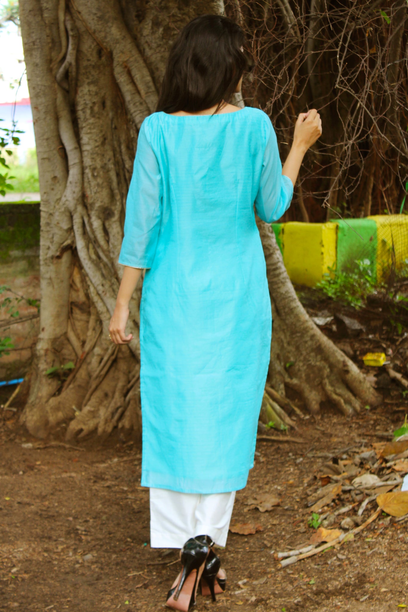 Chanderi Hand Embroidery Kurta