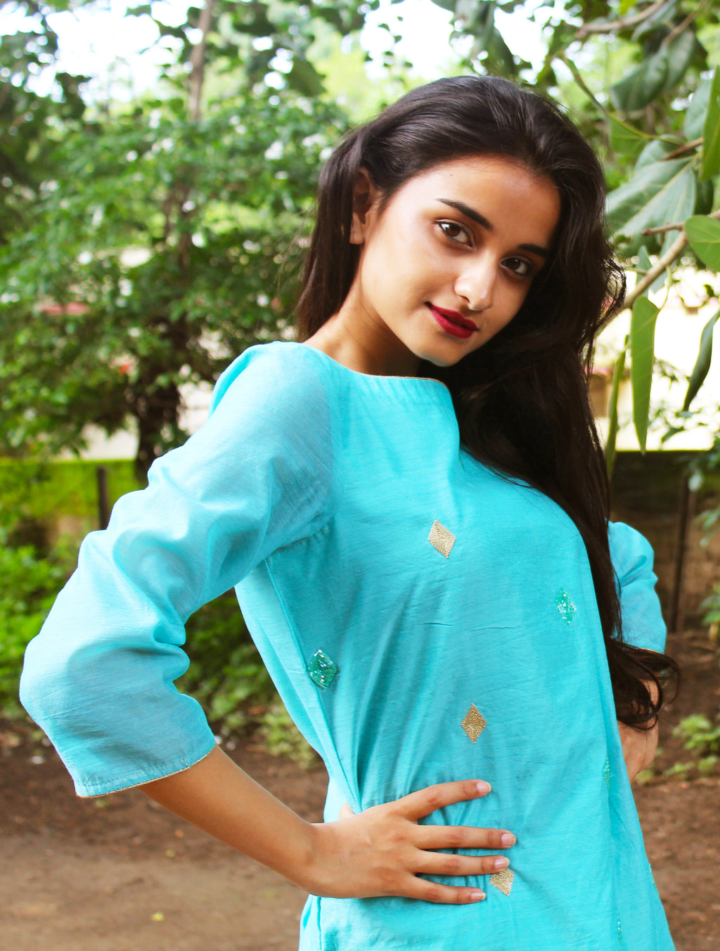 Chanderi Hand Embroidery Kurta