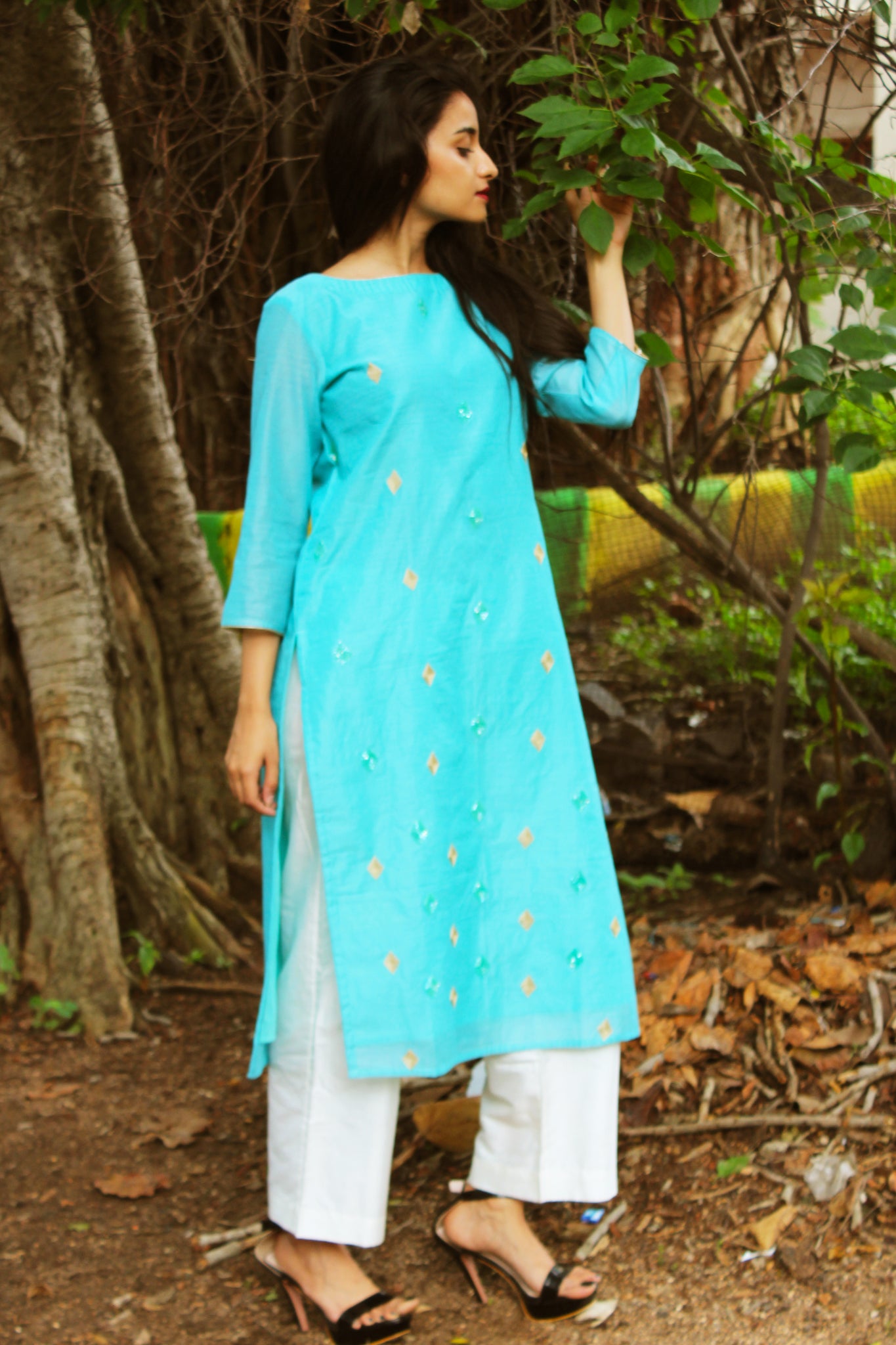 Chanderi Hand Embroidery Kurta
