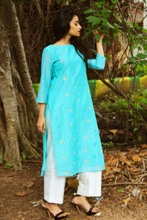 Chanderi Hand Embroidery Kurta