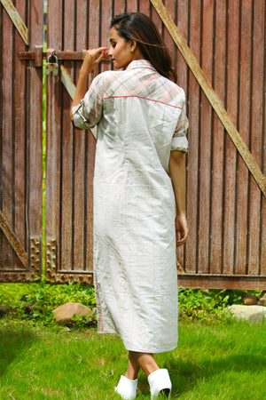 Checks And Stripes Shirt Dress