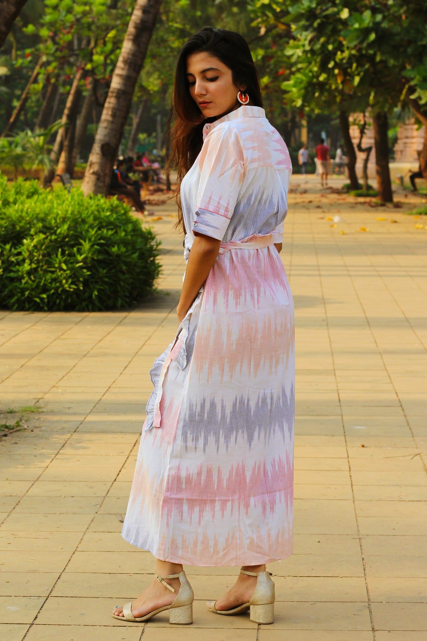 Cotton Ikat Long Dress