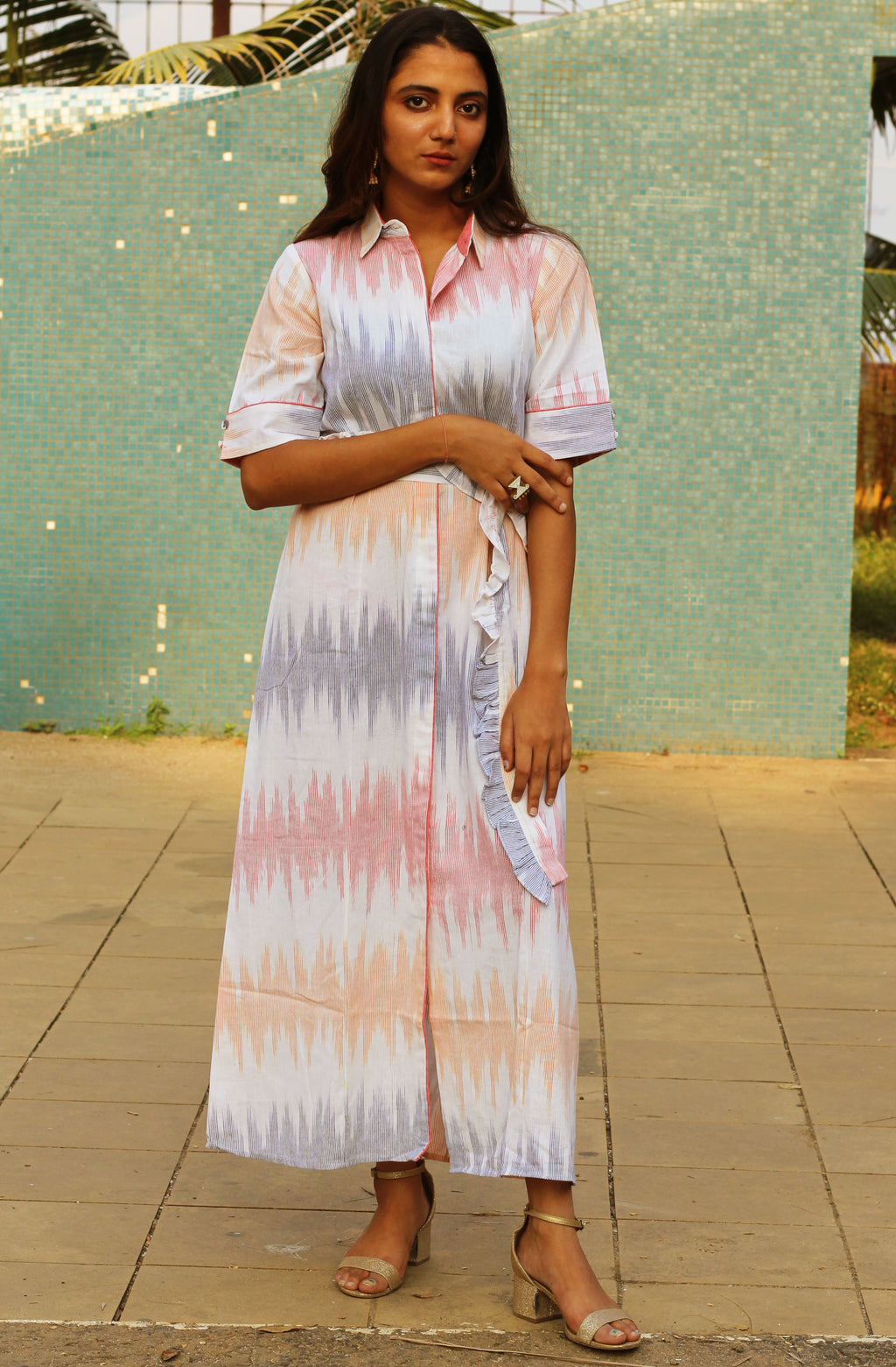 Cotton Ikat Long Dress