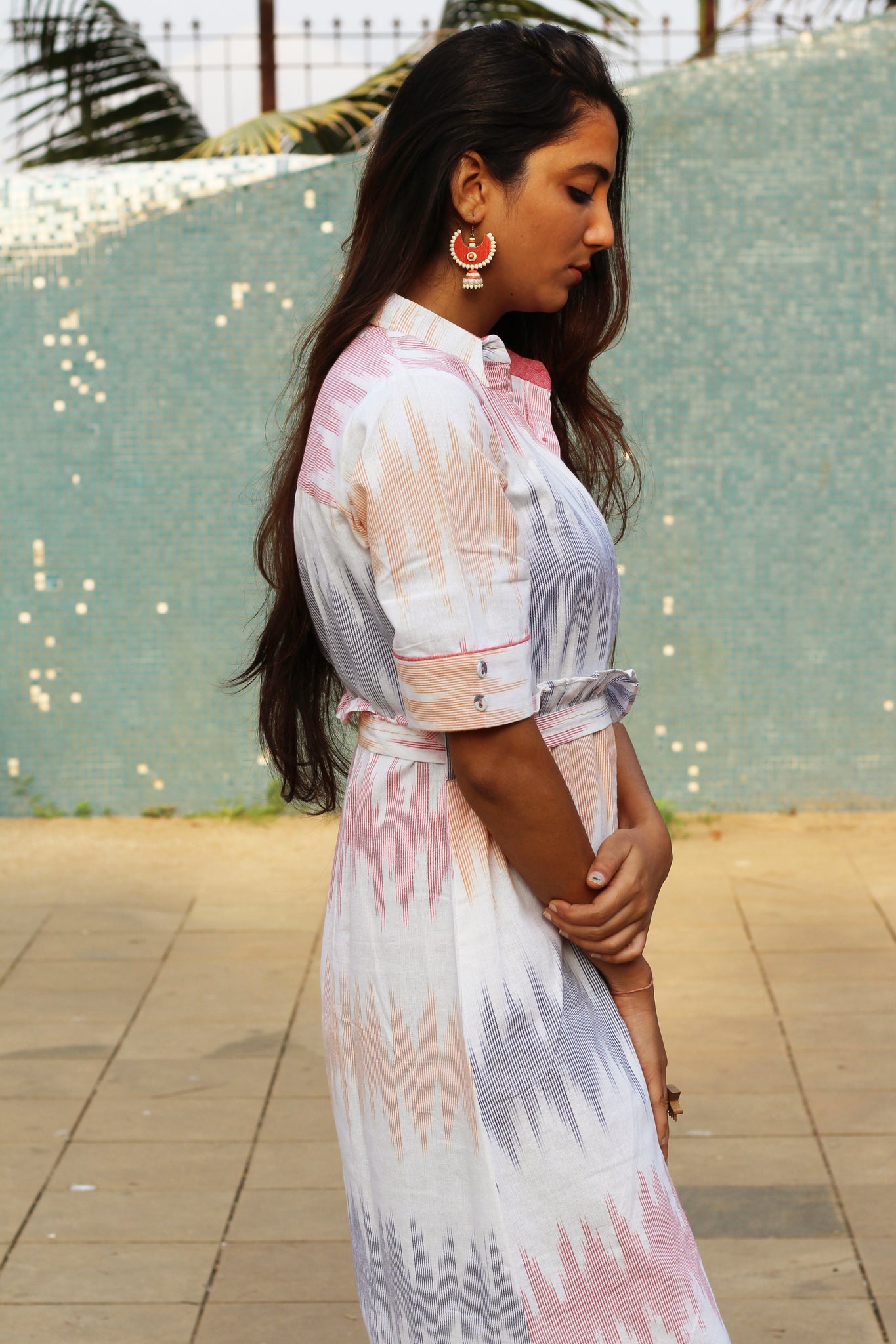 Cotton Ikat Long Dress