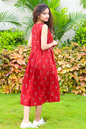 Flamingo Print Sleeveless Dress