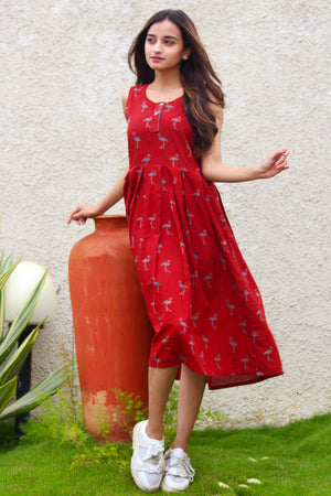 Flamingo Print Sleeveless Dress