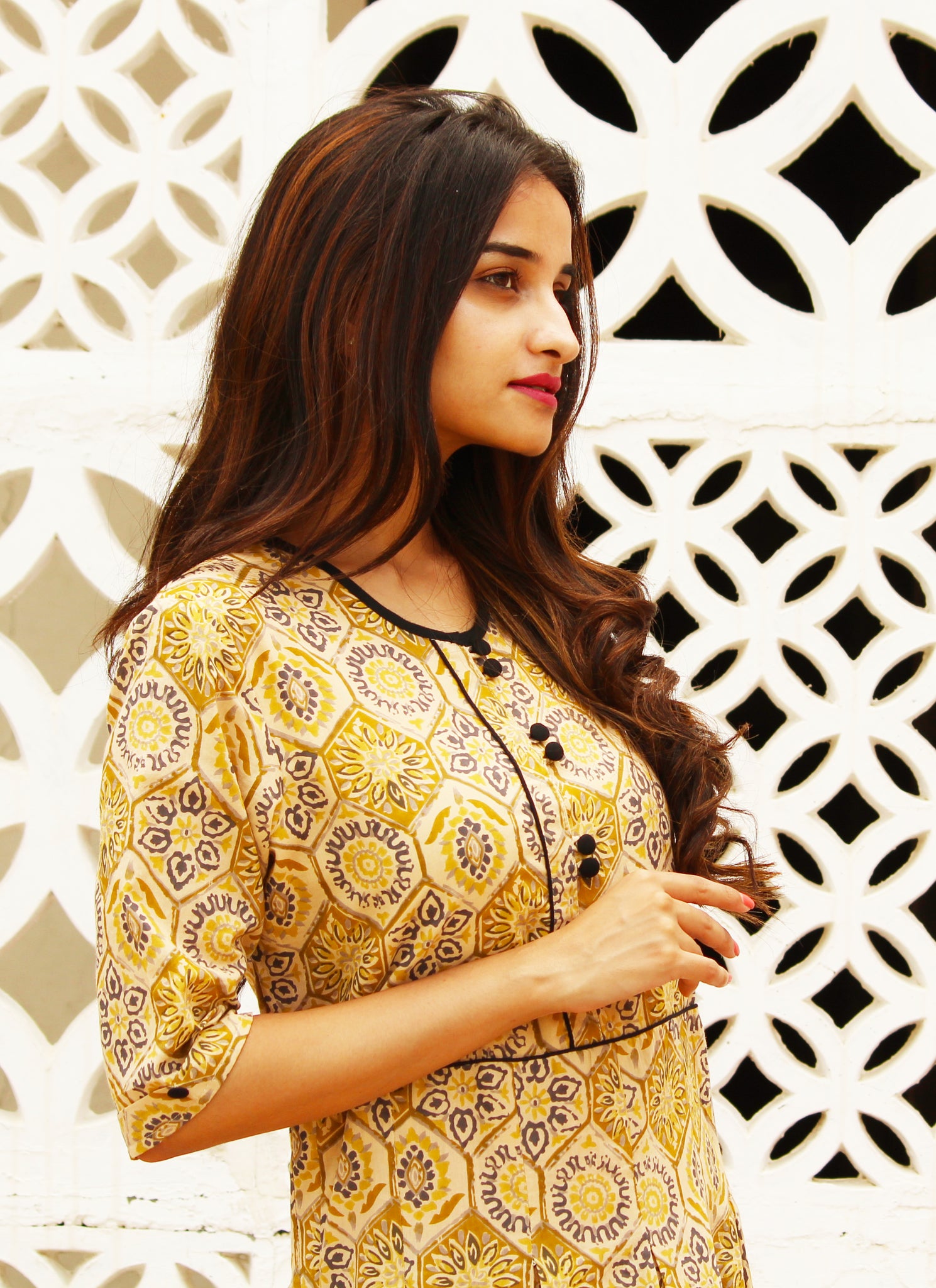 Flattering Honeycomb Print Dress