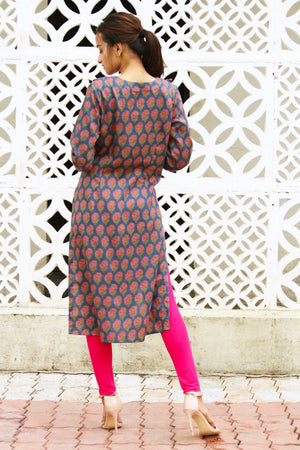 Floral Print Ruffle Kurta