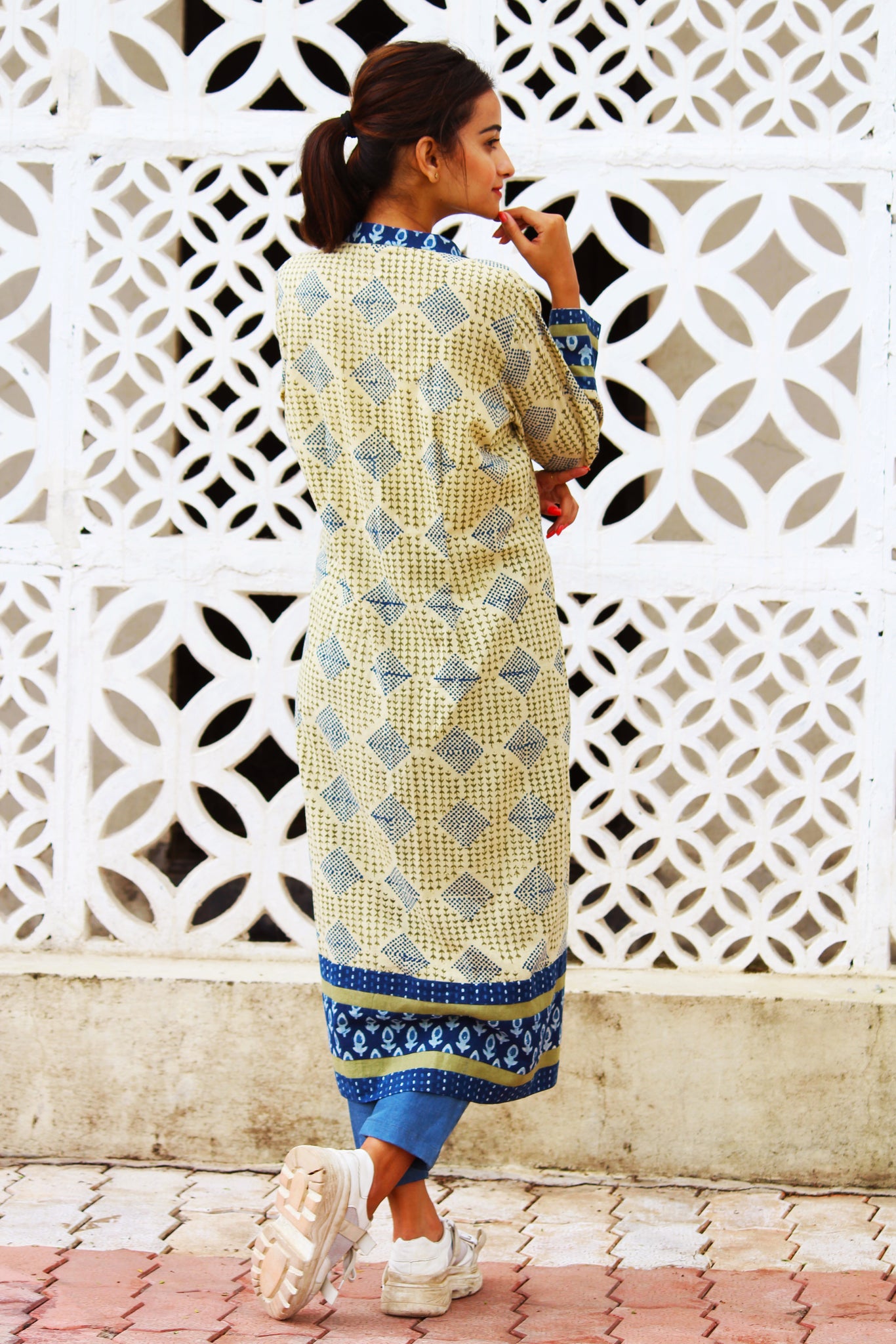 Geometric Print Long Jacket
