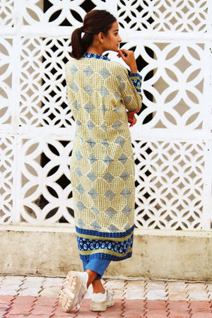 Geometric Print Long Jacket