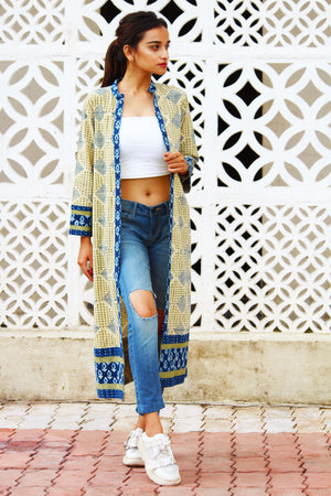 Geometric Print Long Jacket