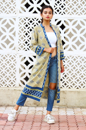 Geometric Print Long Jacket