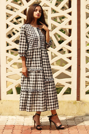 Gingham Fit-and-Flare Dress