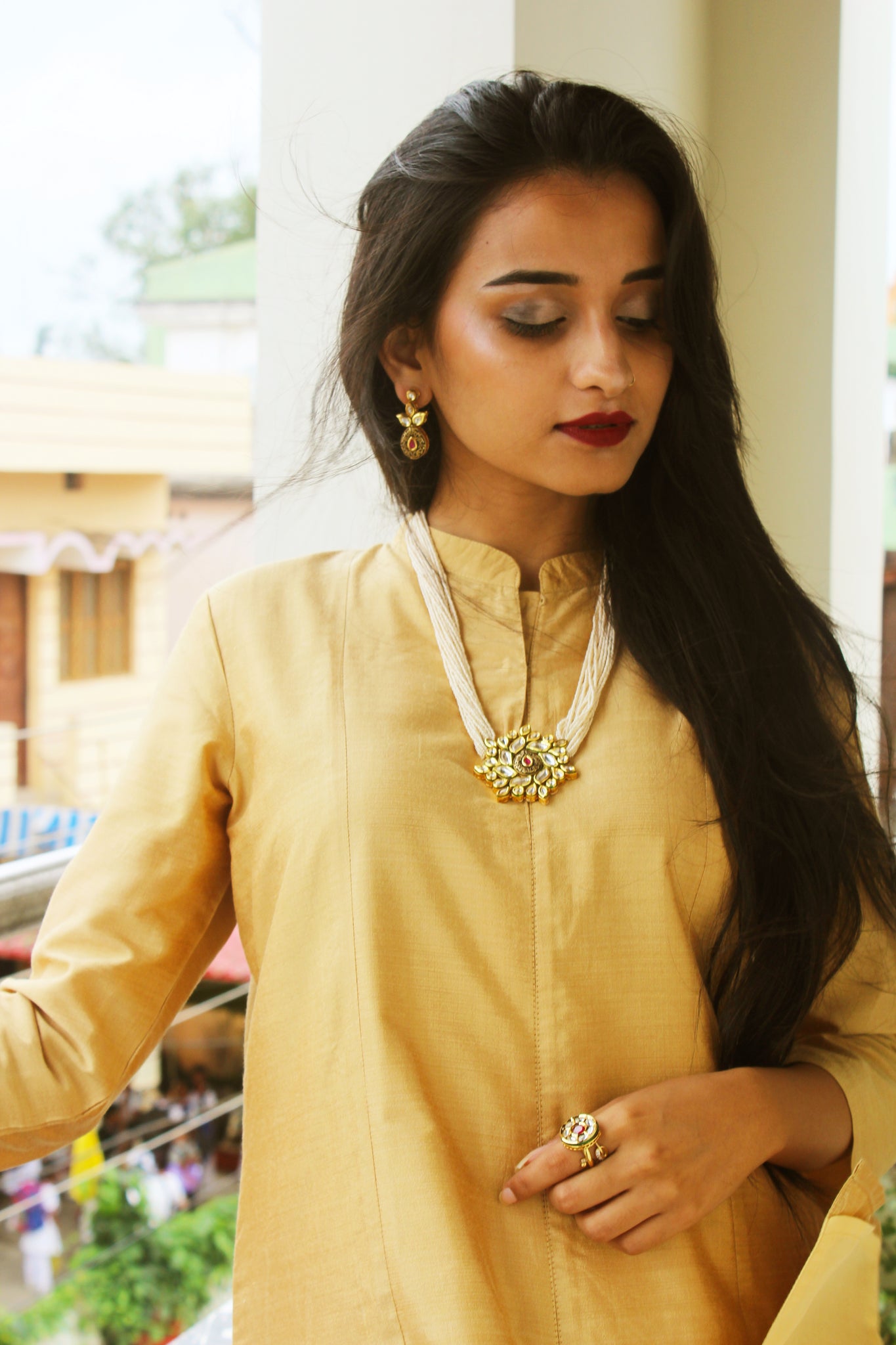 Golden Cotton Silk Kurta