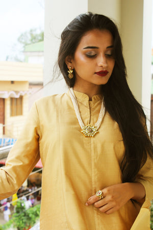 Golden Cotton Silk Kurta