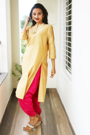 Golden Cotton Silk Kurta