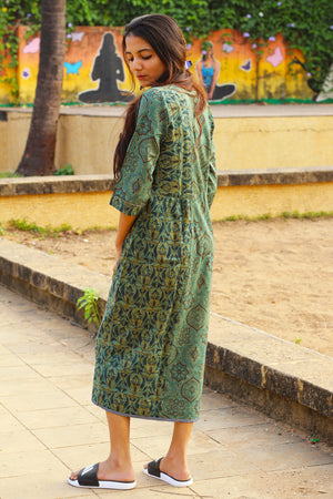Green Jaipur Print Dress