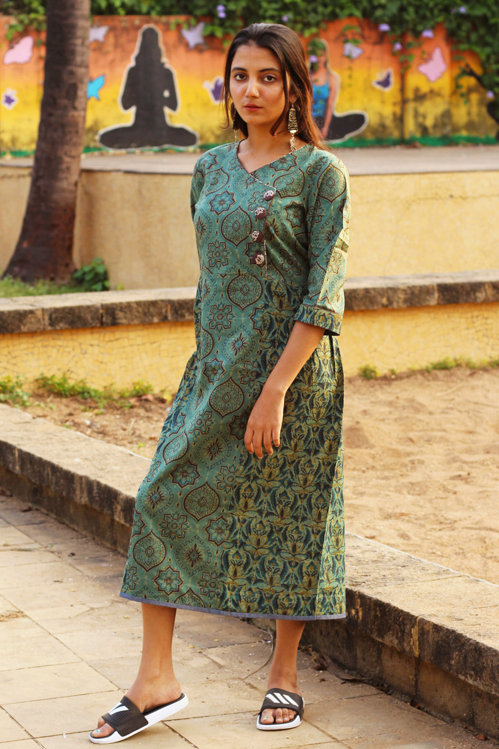 Green Jaipur Print Dress