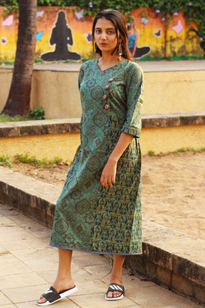 Green Jaipur Print Dress