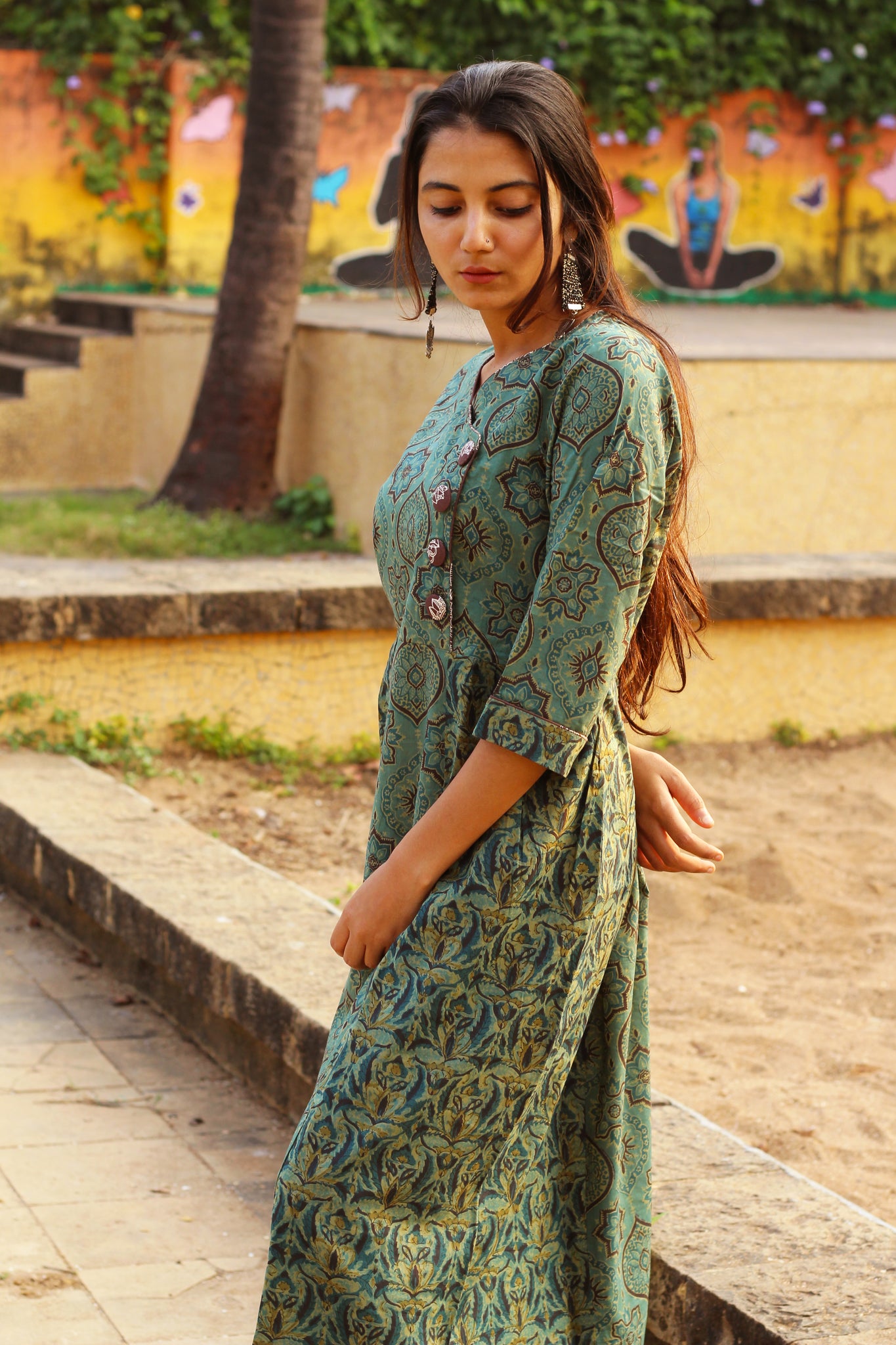 Green Jaipur Print Dress