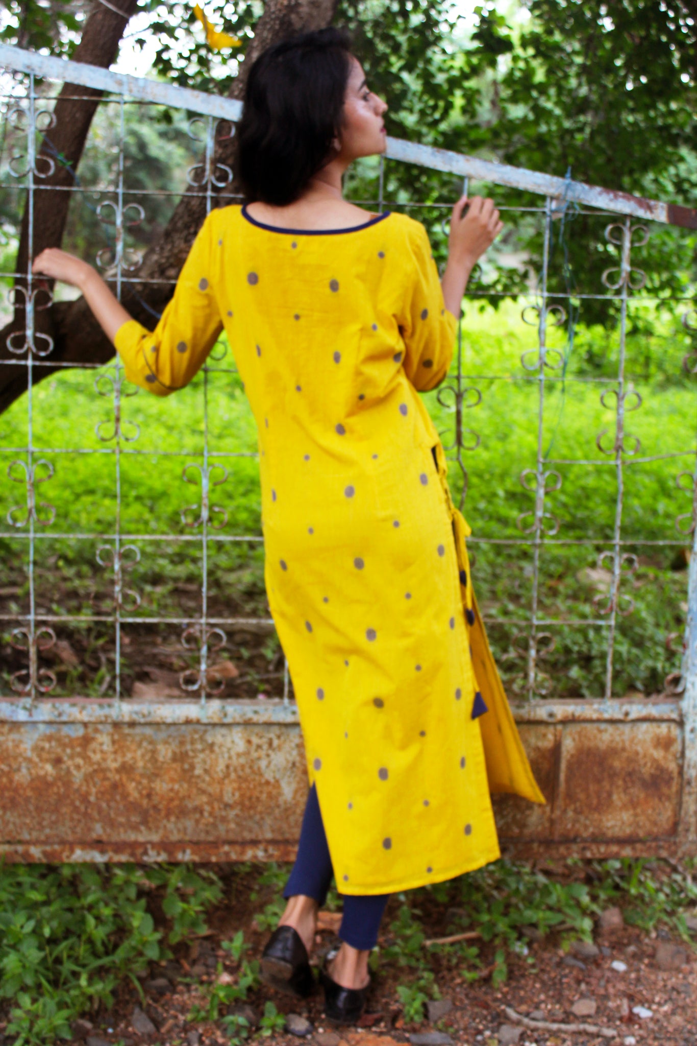 Yellow Mangalgiri Cotton Dobby Kurta