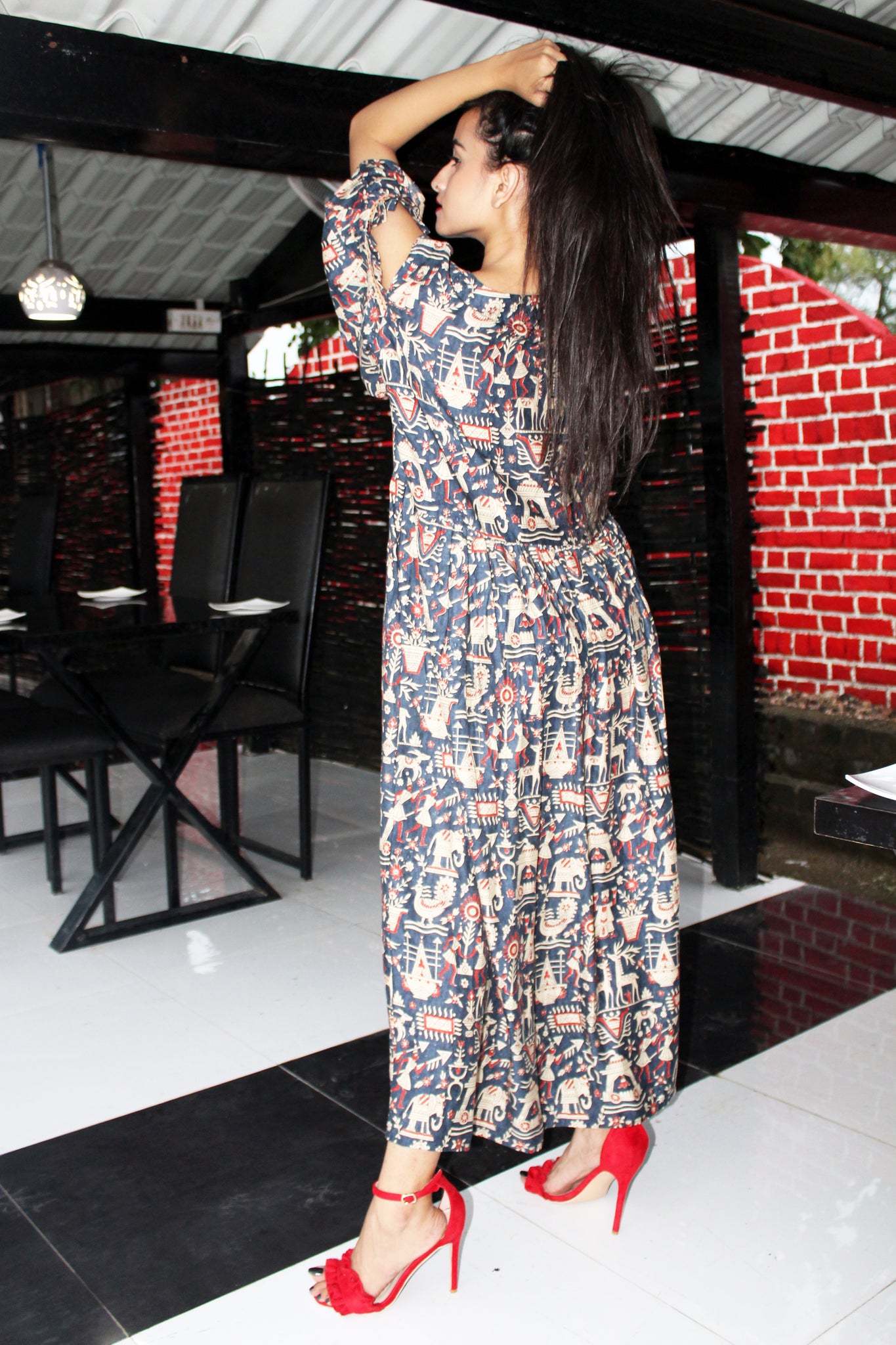 Tribal Print Cold Shoulder Dress