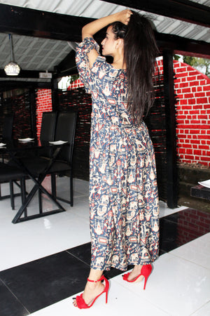 Tribal Print Cold Shoulder Dress