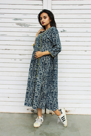 Hindi Print Button Down Dress