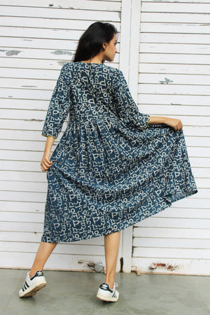 Hindi Print Button Down Dress